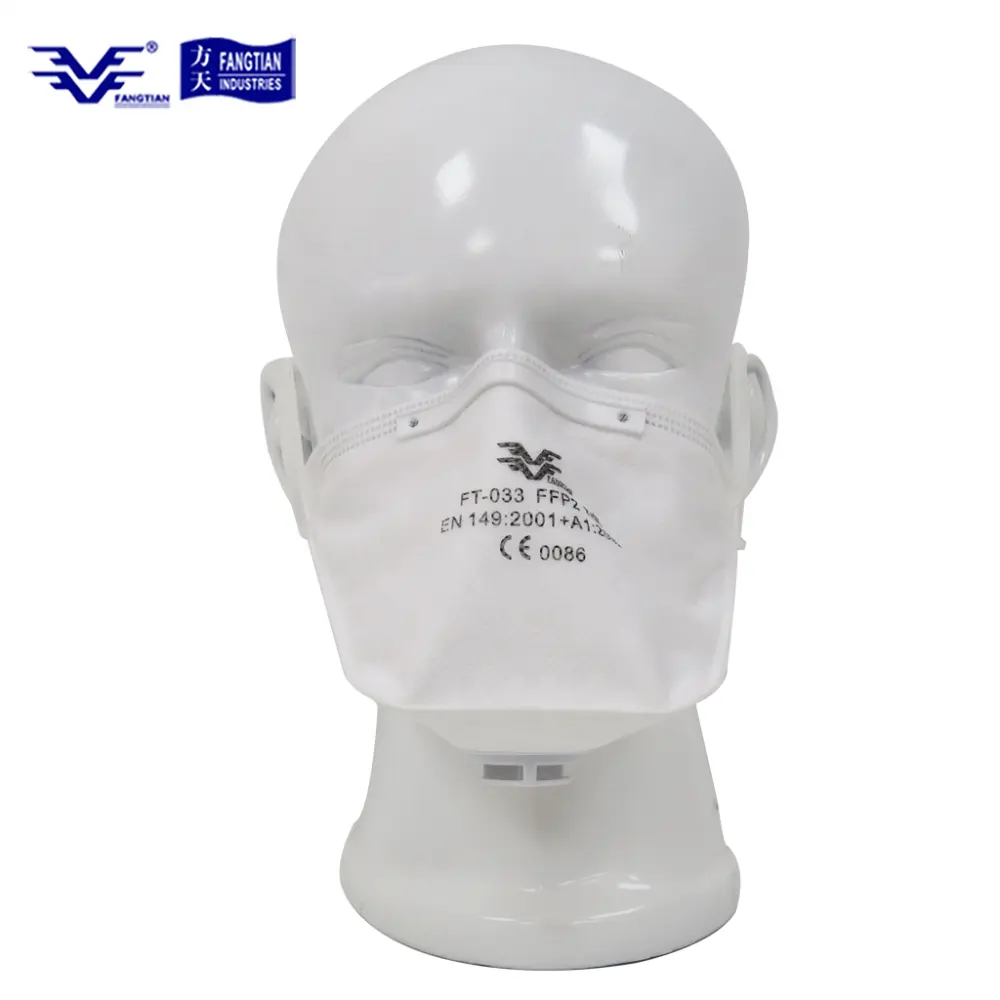 High Quality Customized Logo White Horizontal Fold Flat Disposable FFP2 Dust Mask with Valve