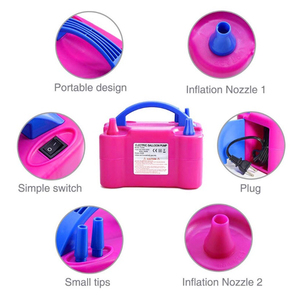 مضخة نفخ كهربائية للبالونات بقابس أوروبي/أمريكي، مضخة محمولة بفتحتين تعمل بالتيار المتردد، ملحقات البالونات - Product Image 5