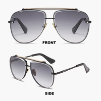 Lunettes de soleil de pilote rétro de luxe en métal pour hommes, monture à double pont, protection UV400, forme goutte d'eau, pour la conduite et les voyages