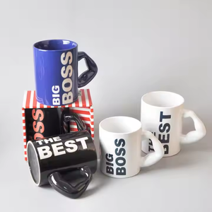 Creative Big <span class=keywords><strong>Boss</strong></span> Arm Tazas publicitarias de Cerámica Negro Blanco Café Té Agua Personalizar Taza impresa para regalos - Product Image 6