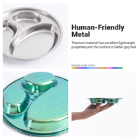 Nature Pure Titanium 3 Compartiments Assiette Anti-Bactéries Maison Enfant Nourriture Léger Durable Enfants Vaisselle Santé Matériel