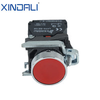 Bouton poussoir momentané à réinitialisation automatique LAY4-BA42 en métal IP65 2NO, tête plate ronde XB2 de 22 mm, 10A NC/NO