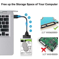 Adaptor USB 3.0 Tipe-C ke SATA 22-Pin Kabel Data Eksternal Berpelindung untuk Konverter Hard Disk Drive Komputer (SSD HDD)