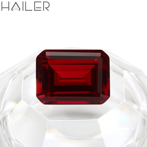 Piedras preciosas sueltas de corte esmeralda <span class=keywords><strong>rojo</strong></span> <span class=keywords><strong>oscuro</strong></span> para hacer joyas, <span class=keywords><strong>piedra</strong></span> de rubí cultivada en laboratorio - Product Image 3