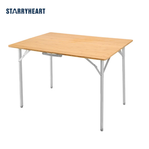 STARRYHEART High Quality Outdoor Aluminum Frame Wood Table Foldable Camping Bamboo Folding Table