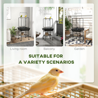 Support pour oiseaux avec roues, support pour perroquet avec perchoirs, bols d'alimentation en acier inoxydable, plateau coulissant, cintre pour jouets