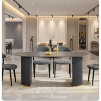 Table à manger en marbre naturel moderne de luxe, pieds en métal, forme rectangulaire, 6 places, imperméable, écologique, meubles pour la maison, sans assemblage
