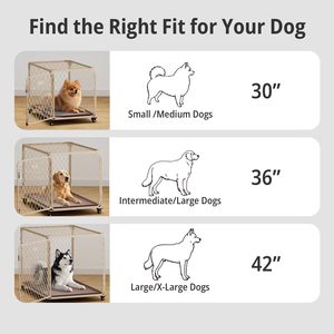<strong>Dog</strong> <strong>Crate</strong> for <strong>Large</strong> XL <strong>Large</strong> <strong>Dogs</strong> up to 200 Lbs Indoor/Outdoor Use 4 Lockable Wheels Durable Metal Construction Plastic Tray - Product Image 6