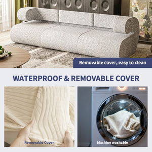 Divano Componibile in Tessuto Personalizzato, Compresso Sottovuoto, Pieghevole, Senza Struttura, in Schiuma 28D, Set di Mobili con Chaise Longue - Product Image 5