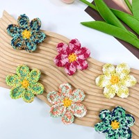 Appliques de fleurs au crochet colorées, patchs de fleurs en fil multicolore faits à la main pour les travaux manuels DIY