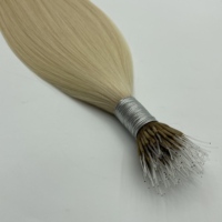 Extensiones de Cabello Nano Bead Rubias de 22 Pulgadas, Extensiones de Cabello Humano Ruso 100% Natural con Queratina Nano Link
