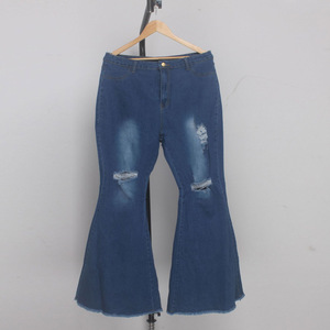 Jeans de Mezclilla Ajustados con <span class=keywords><strong>Campana</strong></span> y Desgarros para Mujer, Talla Grande 5XL - Product Image 5