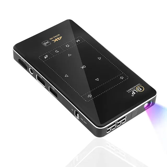 Portable 4K 3D DLP Full HD Mobile Movie Projector Mini LED Smart Android Video Projector for Home and Outdoor Use