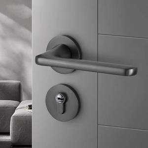 Manija de puerta interior negra de lujo con cerradura, manijas de puerta para interiores, manija de cerradura de embutir de madera para interiores - Product Image 5