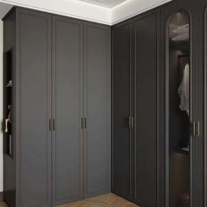 American Matte Black Lacquer Solid Wood Bedroom Furniture Shaker Style <b>Wardrobe</b> Closets - Product Image 4