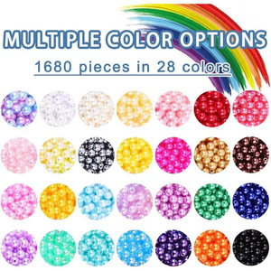 DIY Jewelry Set 6mm ABS Pearl <b>Beads</b> 28 Colors Round Loose <b>Beads</b> Bracelet Making Materials For Kids Craft Toys - Product Image 2