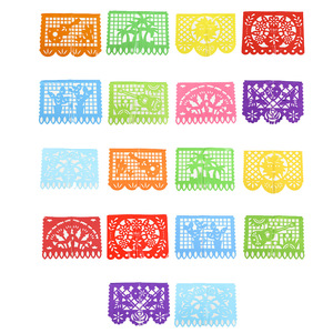 Pancarta <span class=keywords><strong>de</strong></span> Papel Picado Mexicano Grande <span class=keywords><strong>de</strong></span> 15 Pies <span class=keywords><strong>de</strong></span> Largo con 9 Paneles Multicolores Llenos <span class=keywords><strong>de</strong></span> Deseos para Festivales - Product Image 3