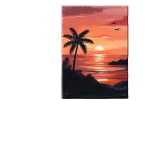 Cadre en bois plat 2D <span class=keywords><strong>Peinture</strong></span> à l'huile DIYtree Marque Tropical Beach Sunset pink Sky Seascape Painting for Living Room Decoration - Product Image 3