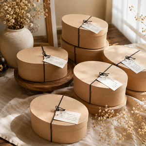 Elegant Oval Rigid Kraft <strong>Gift</strong> <strong>Box</strong> Customizable Recyclable Kraft Paper Decoration <strong>Christmas</strong> Valentine's Day <strong>Gift</strong> Packaging <strong>Box</strong> - Product Image 1