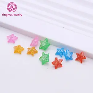 Yingma factory direct sale loose ice crack gemstones star shape cz 3x3 mm to 10x10 mm blue, yellow, pink ,green,red cubic zircon