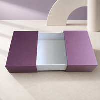 Boîte cadeau en papier de luxe violette à double porte avec impression personnalisée de logo et couleur, taille sur mesure, pour emballage de détail haut de gamme, vente en gros