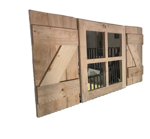 קיר אמנות דקור תליית חלון שמשות החווה קיר תפאורה לסלון אמבטיה כפרי עץ חלון מסגרת עם פתיחת דלתות