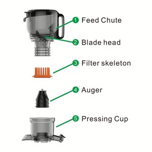 Extracteur de jus lent à prix abordable, à haut rendement, avec large goulotte d'alimentation, pression à froid pour fruits et légumes - Product Image 4