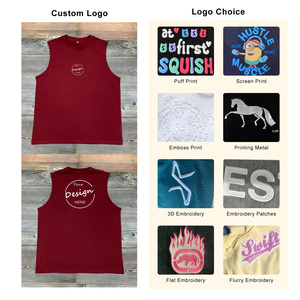 Venta caliente Chaleco de gimnasio de verano para hombres 100% algodón estampado reflectante personalizado negro que absorbe la humedad tanque deportivo de punto transpirable - Product Image 2