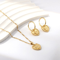 Parure de bijoux en acier inoxydable pour femme, pendentif cœur doré, goutte d'eau, clochette, fleur, boucles d'oreilles et collier sertis clos, tendance