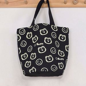 Cartoon Portable Cotton Canvas Lunch Reusable Bento Tote Bag for Women - Product Image 3