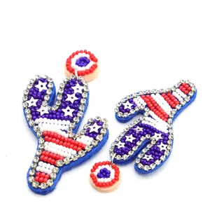 High Fashion Wholesale Hand Made Seed Bead Fashion Independence Day Earrings For Women Earrings