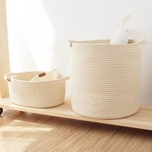 Nordic-style cotton <b>storage</b> <b>basket</b> for bedroom, suitable for changing clothes, <b>toys</b>, dirty laundry, snacks, and baby items. - Product Image 1