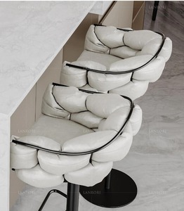 שרפרף בר מתכוונן לגובה, עשוי מתכת עמידה, עם מסגרת נירוסטה, מתאים למכוני יופי, עיצוב ציפורניים וחנויות כלות - עיצוב מודרני - Product Image 6