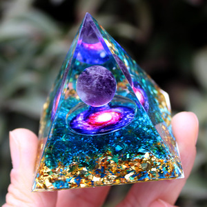 <b>Crystal</b> <b>Chip</b> Pyramid Resin Epoxy Craft Desktop Ornament Blue Glazed Whirlwind Home Decoration Collectible Gift - Product Image 3