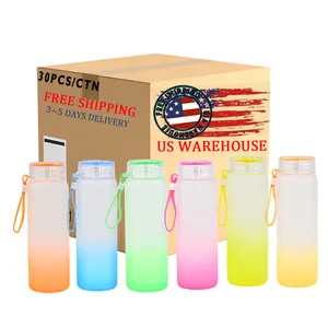Сублимационная пустая разноцветная матовая градиентная стеклянная бутылка для воды со склада США оптовая продажа Бесплатная доставка 17 унций белая коробка