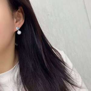 factory wholesale New Blue Enamel Leaf Zircon Pearl <b>Drops</b> 11-11.5mm Near Round Bright Luster Freshwater Pearl <b>Silver</b> <b>Earrings</b> - Product Image 6