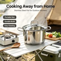 Ensemble de casseroles de luxe écologiques en acier inoxydable, compatible induction et gaz, passe au lave-vaisselle, couvercle en verre, style américain