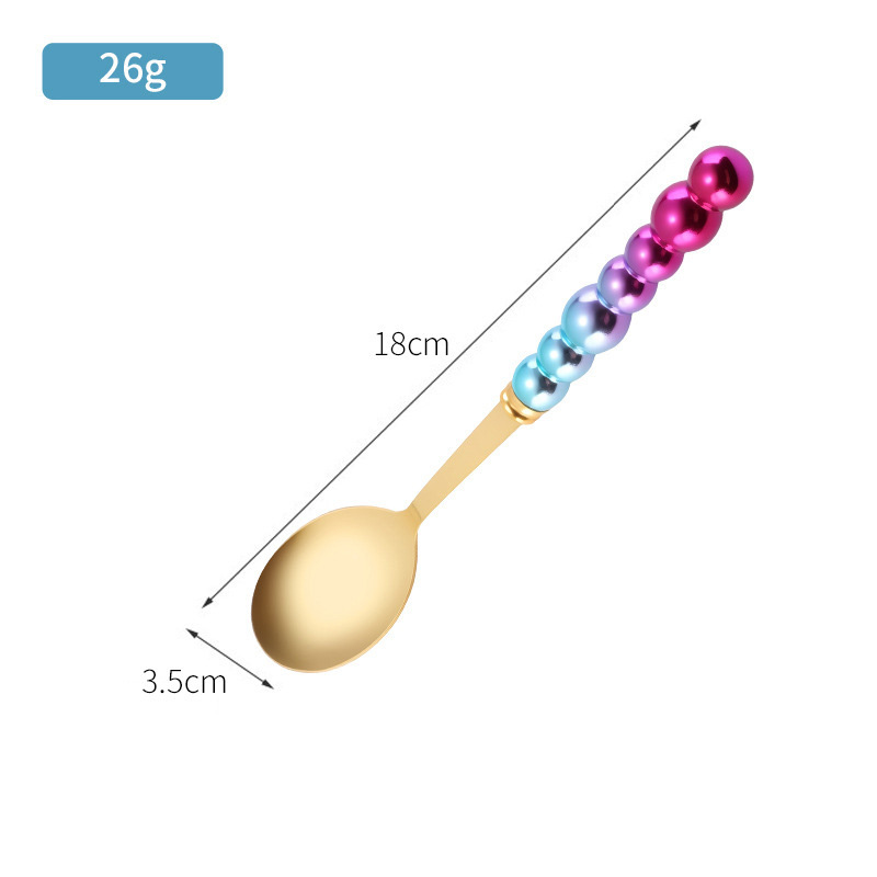 Rainbow 7 beads handle small spoon -1.2mm 6PC card head bag