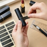 Etiqueta Adhesiva de Vinilo Impermeable Personalizada con Impresión de Logotipo para Lápiz Labial, Brillo Labial, Botellas de Maquillaje y Cosméticos