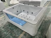 Baignoire rectangulaire transparente en acrylique de luxe HG noire ou blanche, baignoire à remous avec lumière LED, baignoire double