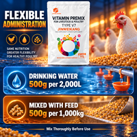 Prémélange de vitamines pour volailles soluble dans l'eau avec vitamines D3, E, K3, B2 et Niacine pour la nutrition quotidienne et le soutien anti-stress 500g