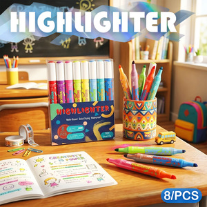 Ensemble de surligneurs Bview Art à double pointe et double couleur - Marqueurs double extrémité pour la prise de notes des étudiants, le <span class=keywords><strong>dessin</strong></span> artistique, les gribouillis, couleurs fluorescentes vibrantes - Product Image 1