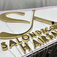Logo mural 3D personnalisé en acier inoxydable doré avec éclairage LED - Signalétique de luxe pour entreprises