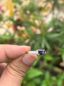 <b>Emerald</b> Cut Amethyst <b>Ring</b> – Sterling <b>Silver</b> February Birthstone <b>ring</b> in wholesale price collection - Product Image 3