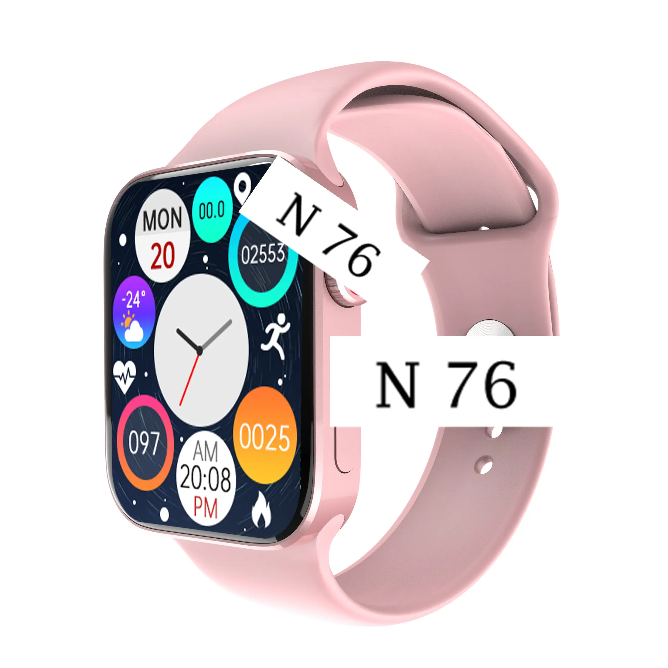 2021 חדש הגעה N76 סדרת 7 חכם שעון 1.75 אינץ בריאות ניטור אנדרואיד חכם שעונים ארוך חיי סוללה Smartwatches