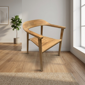 Chaise de salle à manger moderne en bois empilable et portable avec accoudoirs incurvés et pieds stables, écologique, idéale pour appartement et salle de bain - Product Image 2