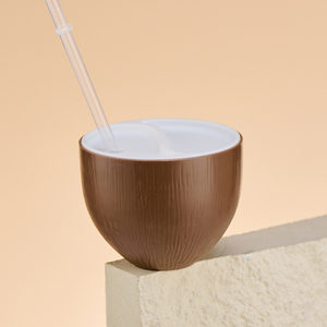 Chất lượng cao rỗng 340ml 460ml PP cấp thực phẩm nhựa Đảng vỏ dừa hình Tiki uống nước giải khát ly với rơm và nắp đậy - Product Image 3