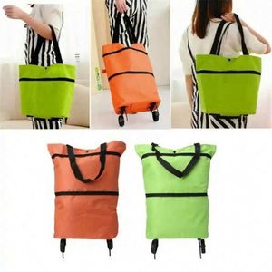 Wholesale Reusable Eco Friendly <b>Foldable</b> Oxford Cloth Shopping <b>Trolley</b> Bag with Wheels Portable for Supermarket and Grocery Use - Product Image 5