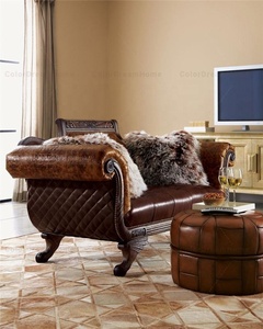 Blue Elegant Chesterfield Fabric Upholstered Chaise Lounge <strong>Sleeper</strong> <strong>Sofa</strong> - Product Image 5
