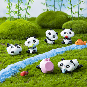 Tendance 2026 Miniatures en résine délicates et modernes-orientales, style 'Bamboo-shadow Drifter', représentant des pandas, au design doux et élégant, pour étagère, cadeau, DIY - Product Image 5